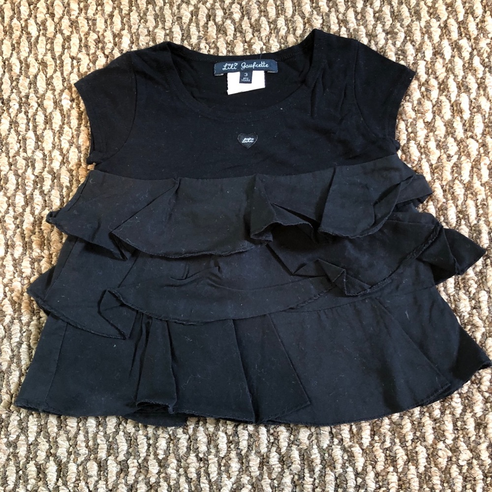 Lili Gaufrette Black Ruffle Top